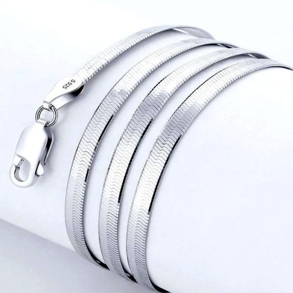 Luxurious 20 Inch Herringbone Necklace, Stamped .925 Sterling Silver - Picture 3 of 8